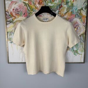 Pendleton Silk Blend Short Sleeve Top XL Cream Knit Tee 72% Silk